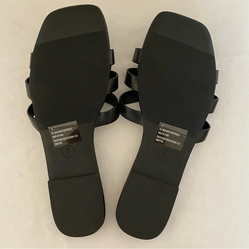 Universal Thread Edna Black Woven Slide Sandals Size 6 NWOT